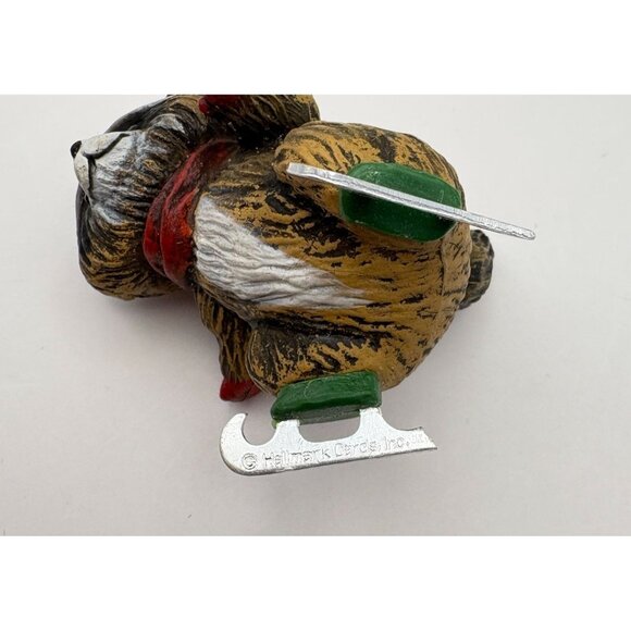 Vintage Hallmark Ice Skating Raccoon Christmas Ornament Tree Trimmer 1978 Skater - Picture 7 of 11